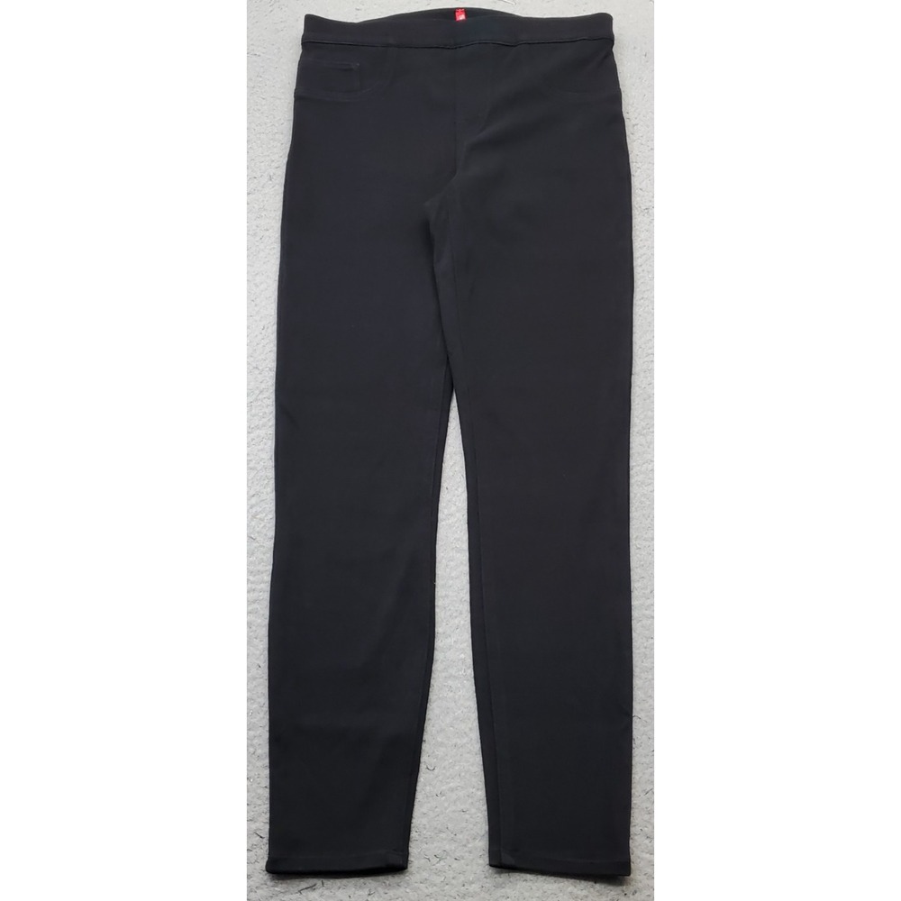 Spanx Jean-Ish Ankle Leggings Womens Medium Black Denim Stretch Tummy Control